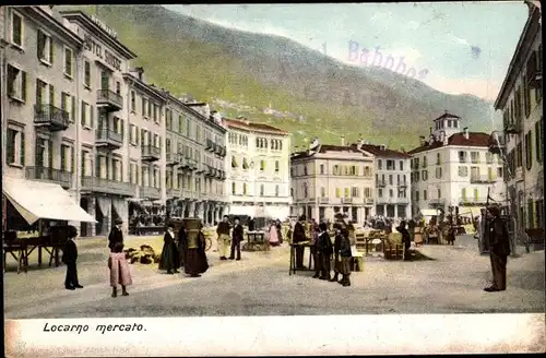 Ak Locarno Kanton Tessin Schweiz, Mercato, Marktplatz