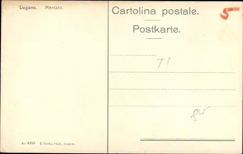 Ak Lugano Kt. Tessin Schweiz, Mercato, Markt, Pension