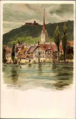 Künstler Litho Biese, C., Stein am Rhein Kanton Schaffhausen, Blick auf den Ort