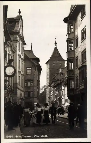 Ak Schaffhausen Stadt Schweiz, Oberstadt, Straßenpartie in der Stadt