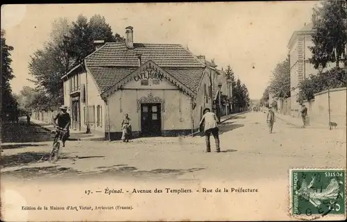 Ak Épinal Lothringen Vosges, Avenue des Templiers, Rue de la Prefecture, Cafe Horne
