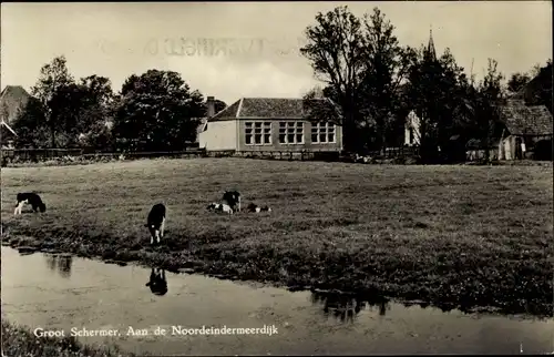 Ak Grootschermer Nordholland Niederlande, Aan de Noordeindermeerdijk