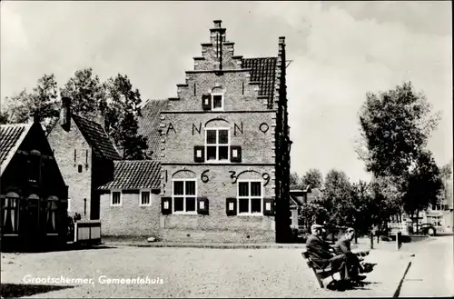 Ak Grootschermer Nordholland Niederlande, Gemeentehuis