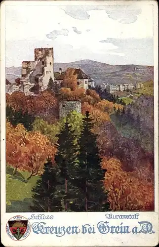 Künstler Ak Bad Kreuzen in Oberösterreich, Schloss, Kuranstalt, Deutscher Schulverlag Nr. 295