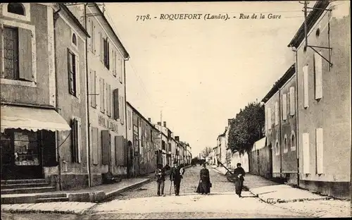 Ak Roquefort Landes, Rue de la Gare