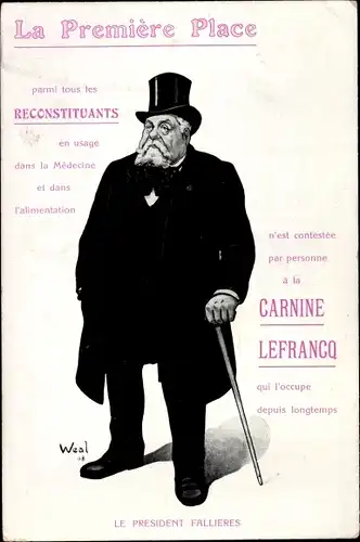 Ak La Carnine Lefrancq, französischer Politiker Emile Combes, le Milliard des Congregations