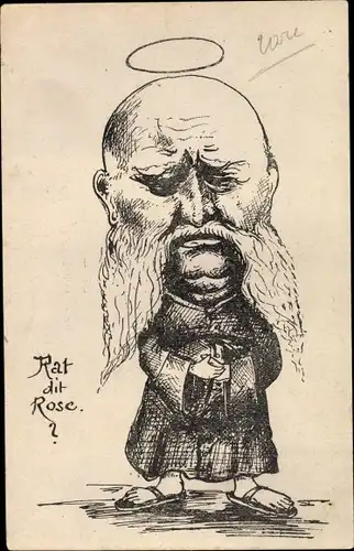 Künstler Ak Karikatur, Rat dit Rose, Kaiser Wilhelm I mit Heiligenschein
