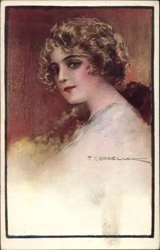 Künstler Ak Corbella, T., Portrait einer blonden Frau