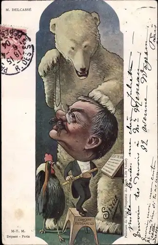 Künstler Ak Sirat, Französischer Politiker Théophile Delcassé, Karikatur, Eisbär, Dreyfus Affäre