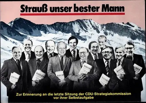 Künstler Ak Staeck, Klaus, CDU Politiker, Strauß unser bester Mann, Satire