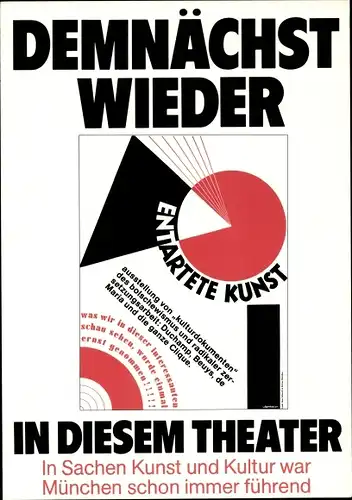 Künstler Ak Staeck, Klaus, Demnächst wieder Entartete Kunst in diesem Theater, Satire