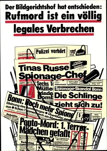 Künstler Ak Klaus Staeck, Bild-Zeitung, Rufmord ist ein völlig legales Verbrechen, Satire