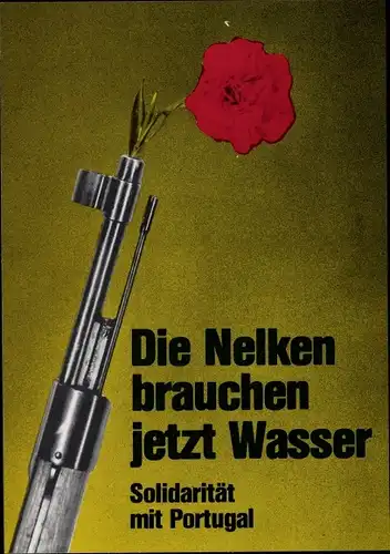 Künstler Ak Staeck, Klaus, Nelken brauchen jetzt Wasser, Lauf einer AK47, Satire