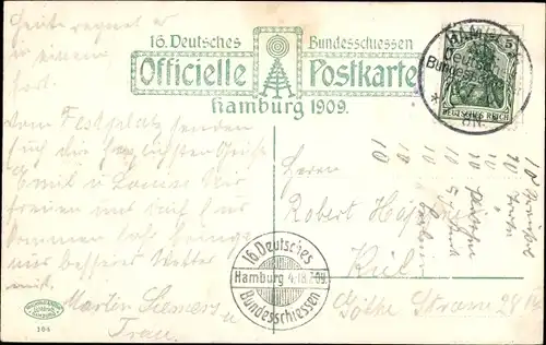 Ak Hamburg, 16. Dt. Bundesschießen 1909, Weinlokal