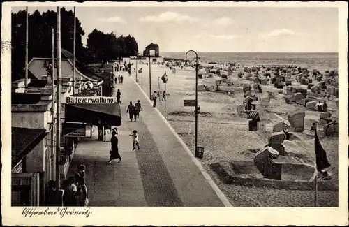 Ak Ostseebad Grömitz in Holstein, Strandpromenade, Badeverwaltung