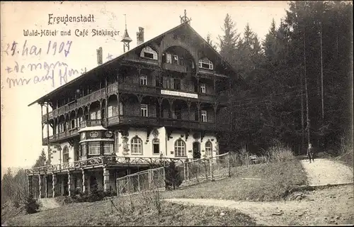 Ak Freudenstadt im Nordschwarzwald, Waldhotel und Cafe Stokinger