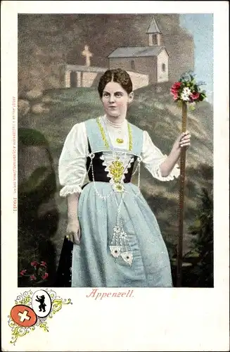 Ak Kanton Appenzell Schweiz, Frau in Tracht