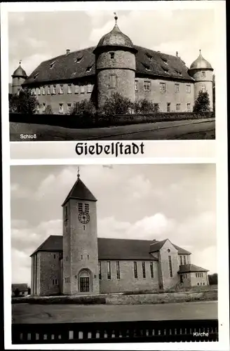 Ak Giebelstadt in Unterfranken, Schloss, Kirche