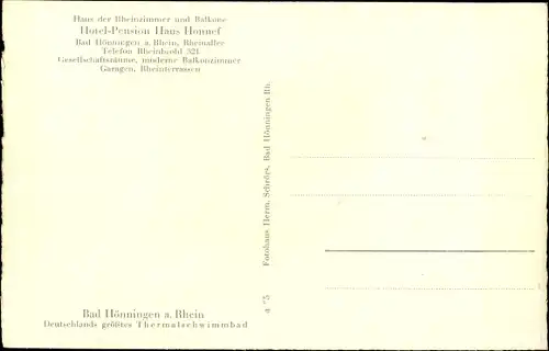 Ak Bad Hönningen am Rhein, Pension Haus Honnef