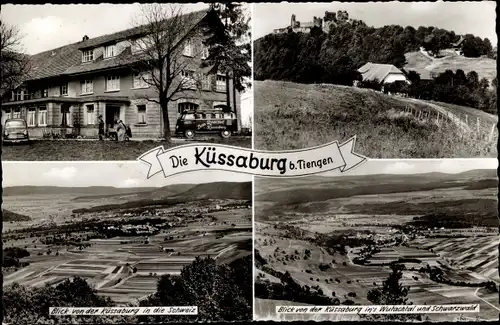 Ak Küssaberg im Klettgau, Küssaburg, Pension, Vogelschau, Panorama