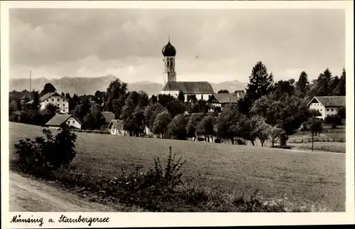 Ak Münsing am Starnberger See, Gesamtansicht, Kirche