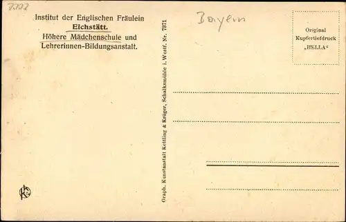 Ak Eichstätt in Oberbayern, Gesamtansicht, Blick auf das Institut der Englischen Fräulein