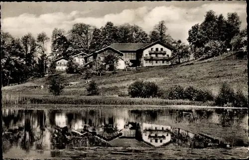 Ak Oberbrunn Pittenhart in Oberbayern, Pension, Wasserpartie
