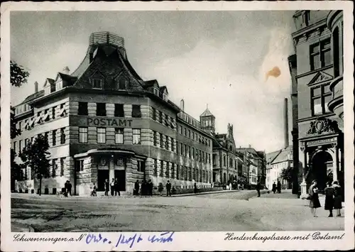 Ak Villingen Schwenningen im Schwarzwald, Hindenburgstraße, Postamt