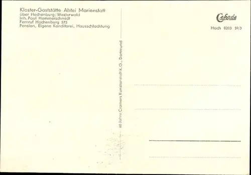 Ak Streithausen im Westerwald, Abtei Marienstatt, Kloster Gaststätte