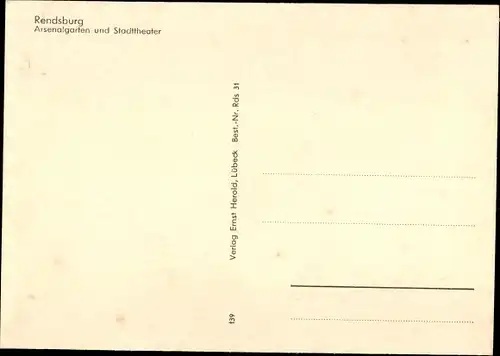 Ak Rendsburg in Schleswig Holstein, Arsenalgarten, Stadttheater