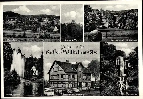 Ak Bad Wilhelmshöhe Kassel in Hessen, Bismarckturm, Brasselberg, Gesamtansicht, Gasthaus, Bergstr.