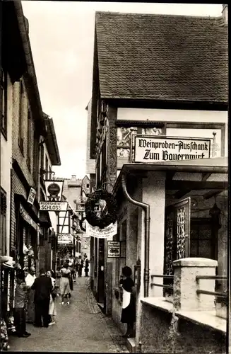 Ak Rüdesheim am Rhein, Drosselgasse, Weinproben Ausschank zum Bauernwirt