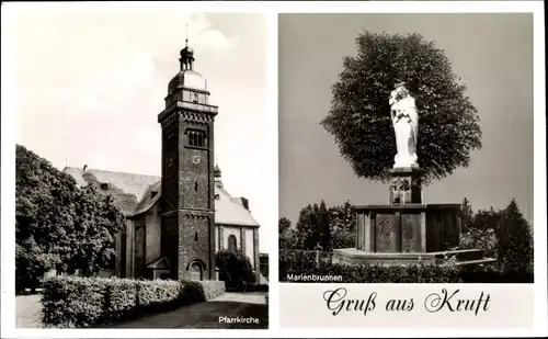 Ak Kruft am Laacher See, Marienbrunnen, Pfarrkirche