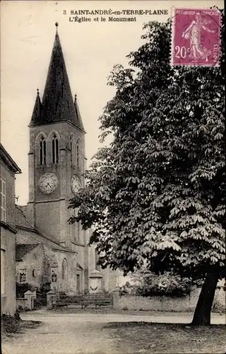 Ak Saint André en Terre Plaine Yonne, L'Eglise, Le Monument