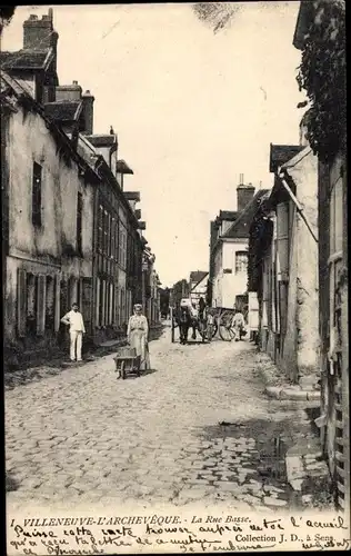 Ak Villeneuve l'Archevêque Yonne, La Rue Basse