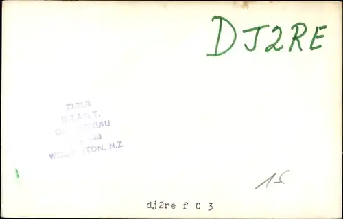 Ak QSL Funkerkarte ZL4GR,  Myrtle Eurland, Neuseeland, Empfänger DJ2RE