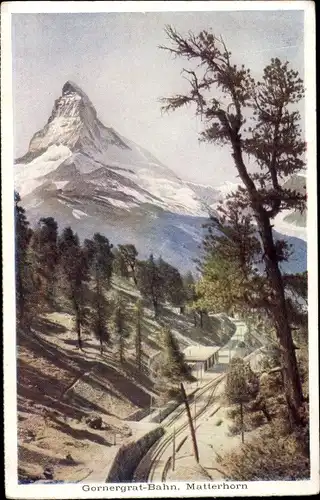 Ak Kt Wallis, Matterhorn, Mont Cervin, Gornergratbahn
