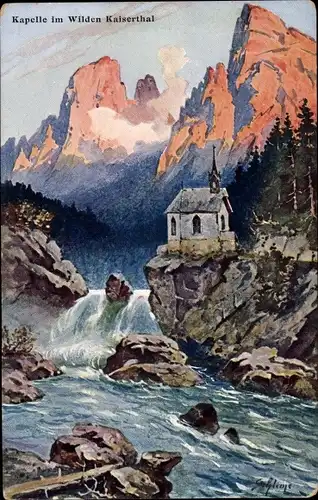 Künstler Ak Kapelle im Wilden Kaiserthal