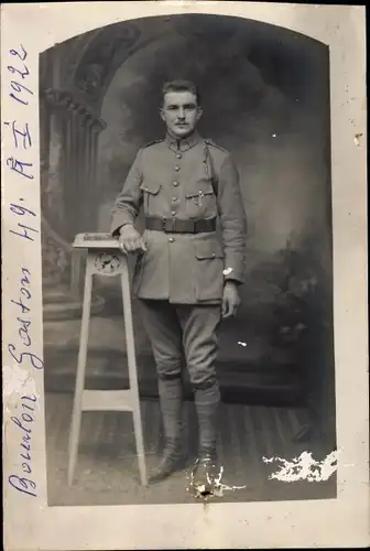 Foto Ak Bayonne Pyrénées Atlantiques, Französischer Soldat Gaston Bourlon, R. I. 49 1922