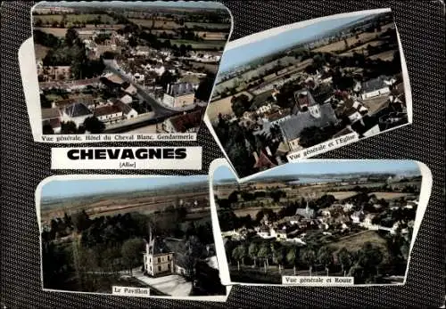 Ak Chevagnes Allier, Hotel du Cheval Blanc, Le Pavillon, Vue generale