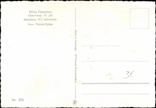 Ak Sänger Silvio Francesco, Portrait