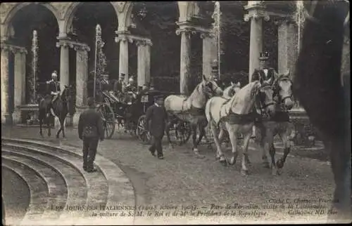 Ak Versailles Yvelines, Visite de la Colonnade 1903, Vittorio Emanuele III, President Émile Loubet