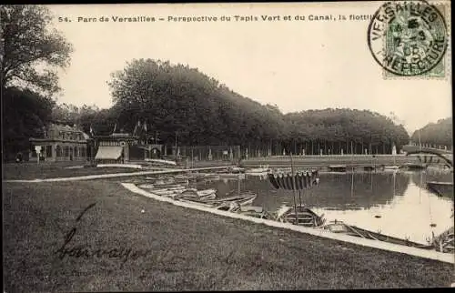Ak Versailles Yvelines, Parc, Perspective du Tapis Vert et du Canal