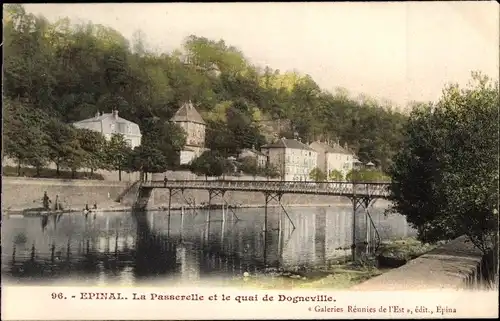 Ak Épinal Lothringen Vosges, La Passerelle, Le Quai de Dogneville