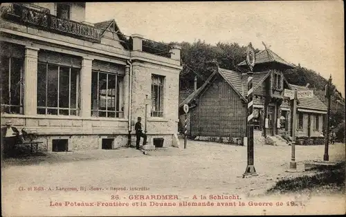 Ak Gérardmer Lothringen Vosges, A la Schlucht, Les Poteaux Frontiere, Douane allemande