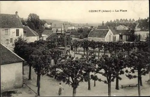 Ak Coincy Aisne, La Place