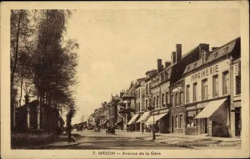 Ak Hirson Aisne, Avenue de la Gare, Imprimerie