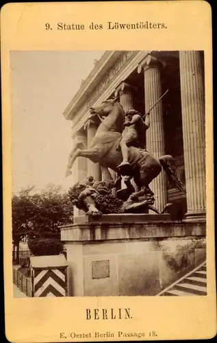 Foto Oertel, Eduard, Berlin Mitte, um 1875, Statue des Löwentöters