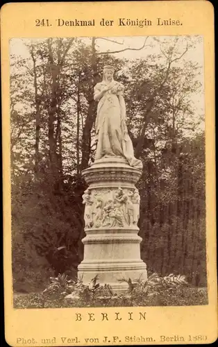 Foto Stiehm, J. F., Berlin Tiergarten, 1880, Siegessäule, Denkmal der Königin Luise von Preußen