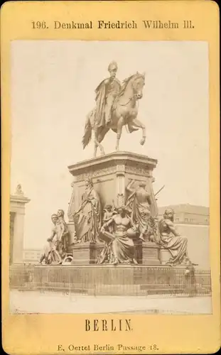 Foto Oertel, Eduard, Berlin Mitte, um 1875, Reiterdenkmal König Friedrich Wilhelm III., Lustgarten